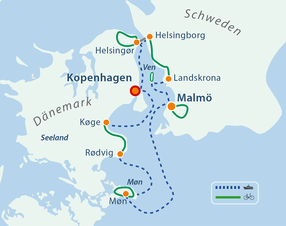 map cycling holidays denmark and Sweden