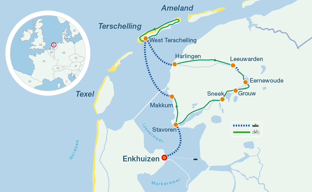 Map Bike & Barge Friesland 