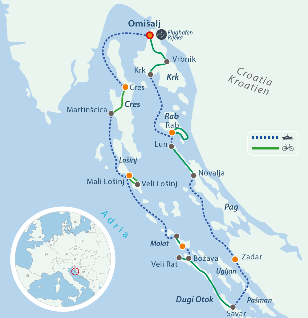 Map Cycling Cruise Kvarner Bay