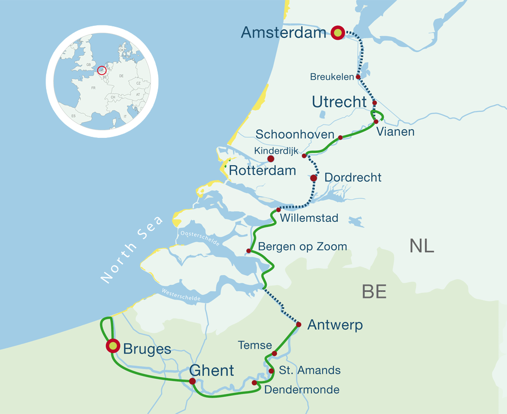 Map amsterdam cycling holidays