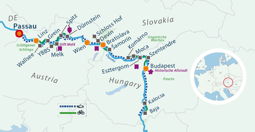 Map Bike Cruise Danube