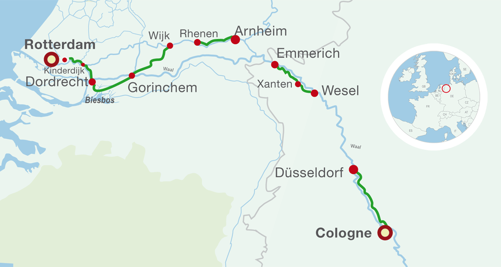 Map bike cruise Rhine