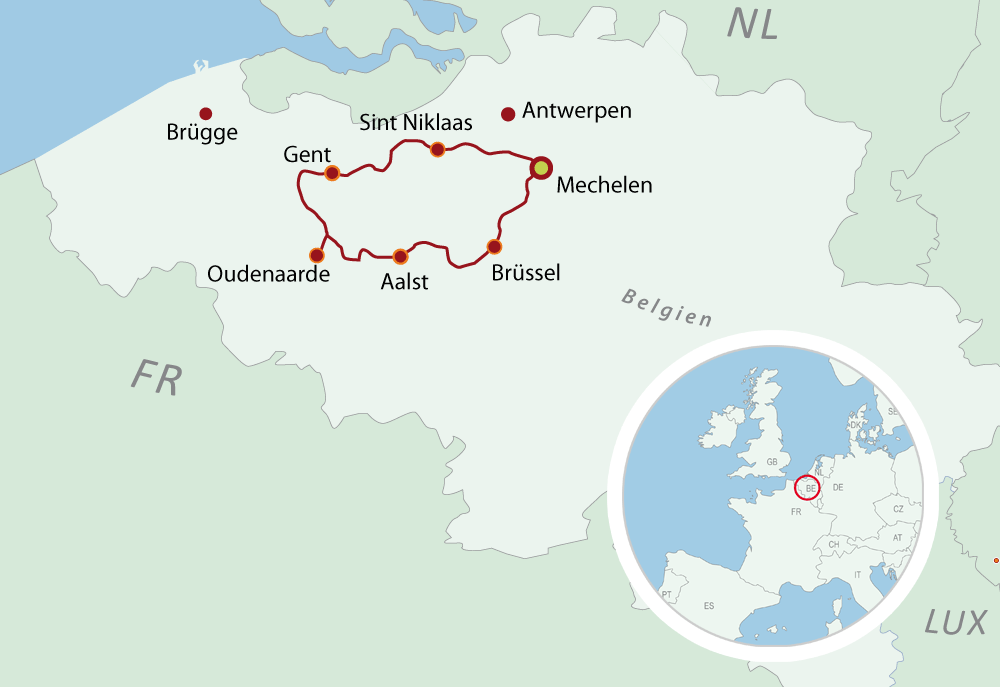 Map Bike Tour Belgien